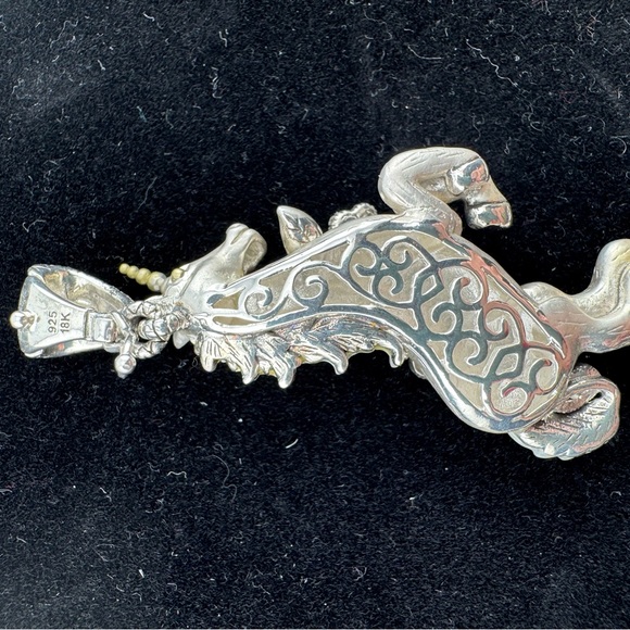 Barbara Bixby Sterling and 18 Karat Gold Unicorn Pendant Enhancer with Gemstones - Picture 8 of 11